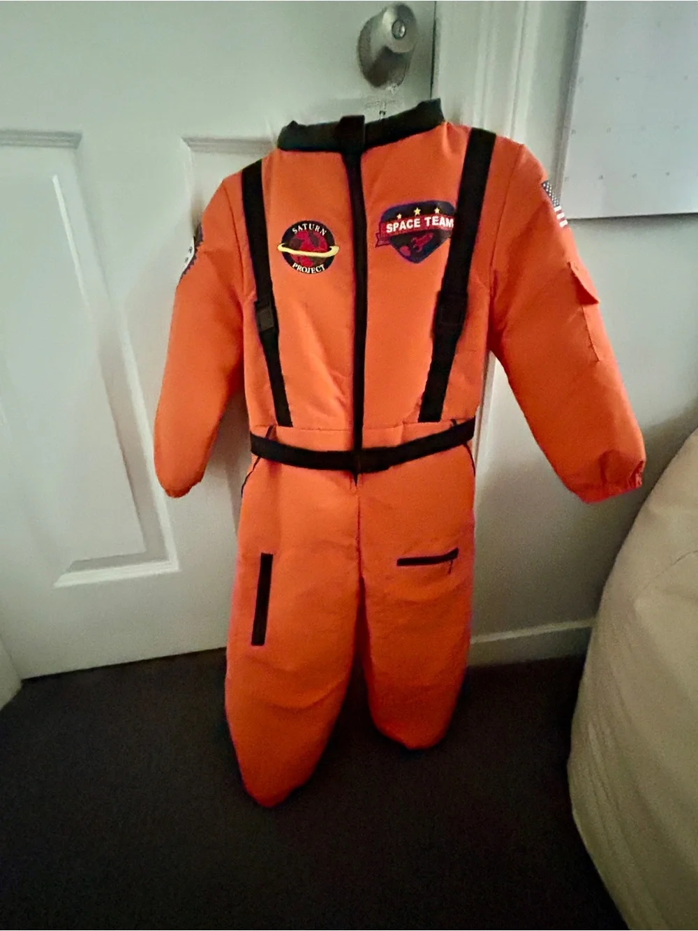 Kids Orange Astronaut Costume with Helmet and Boot Covers